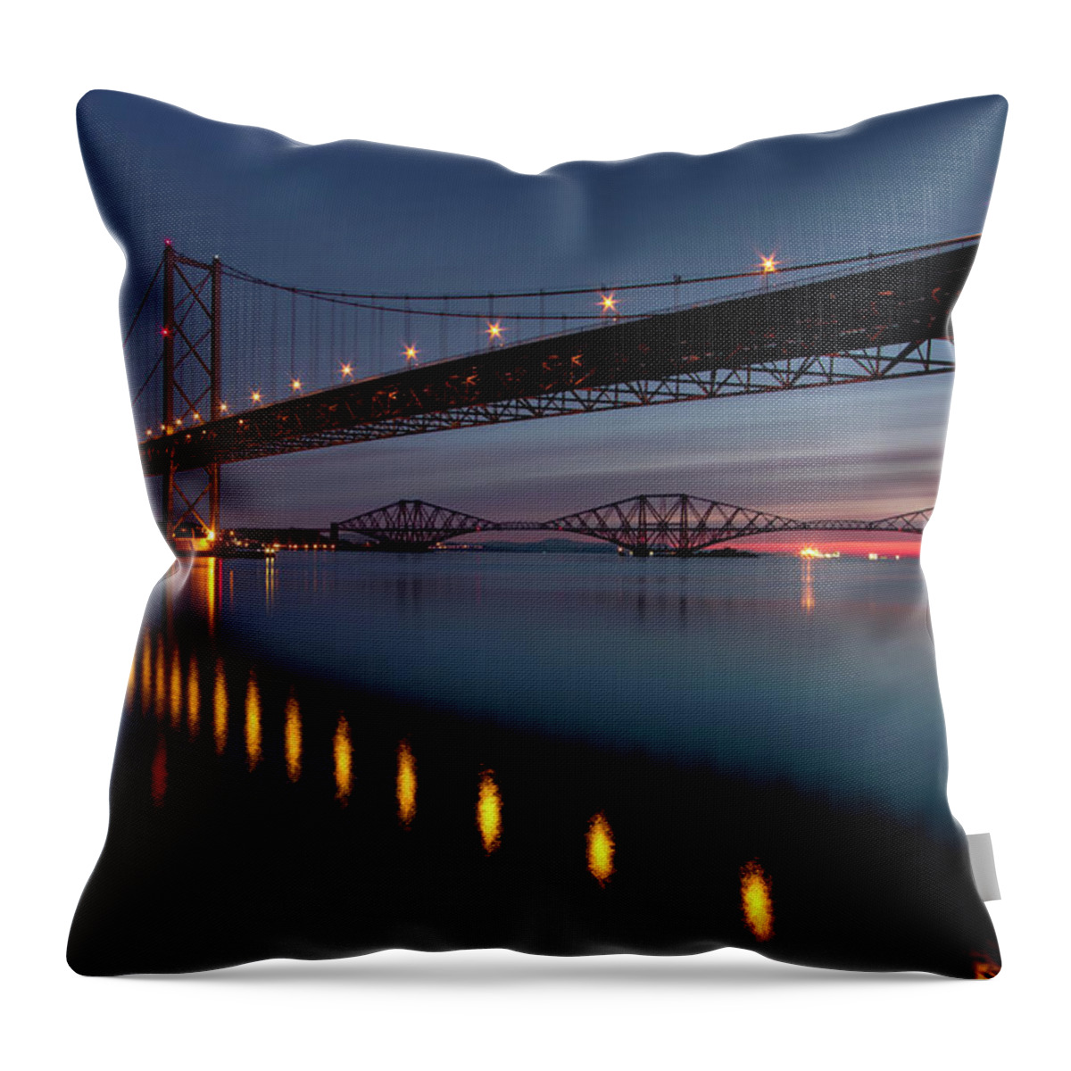 Tranquility Throw Pillow featuring the photograph Two Bridges During Dawn by Gettyimages