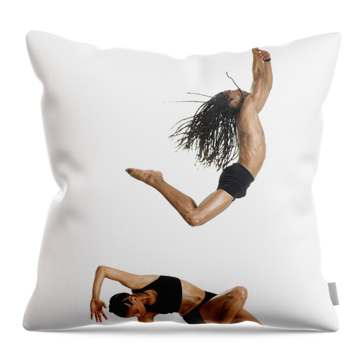 Young Men Throw Pillow featuring the photograph Two Dancers Performing by Image Source
