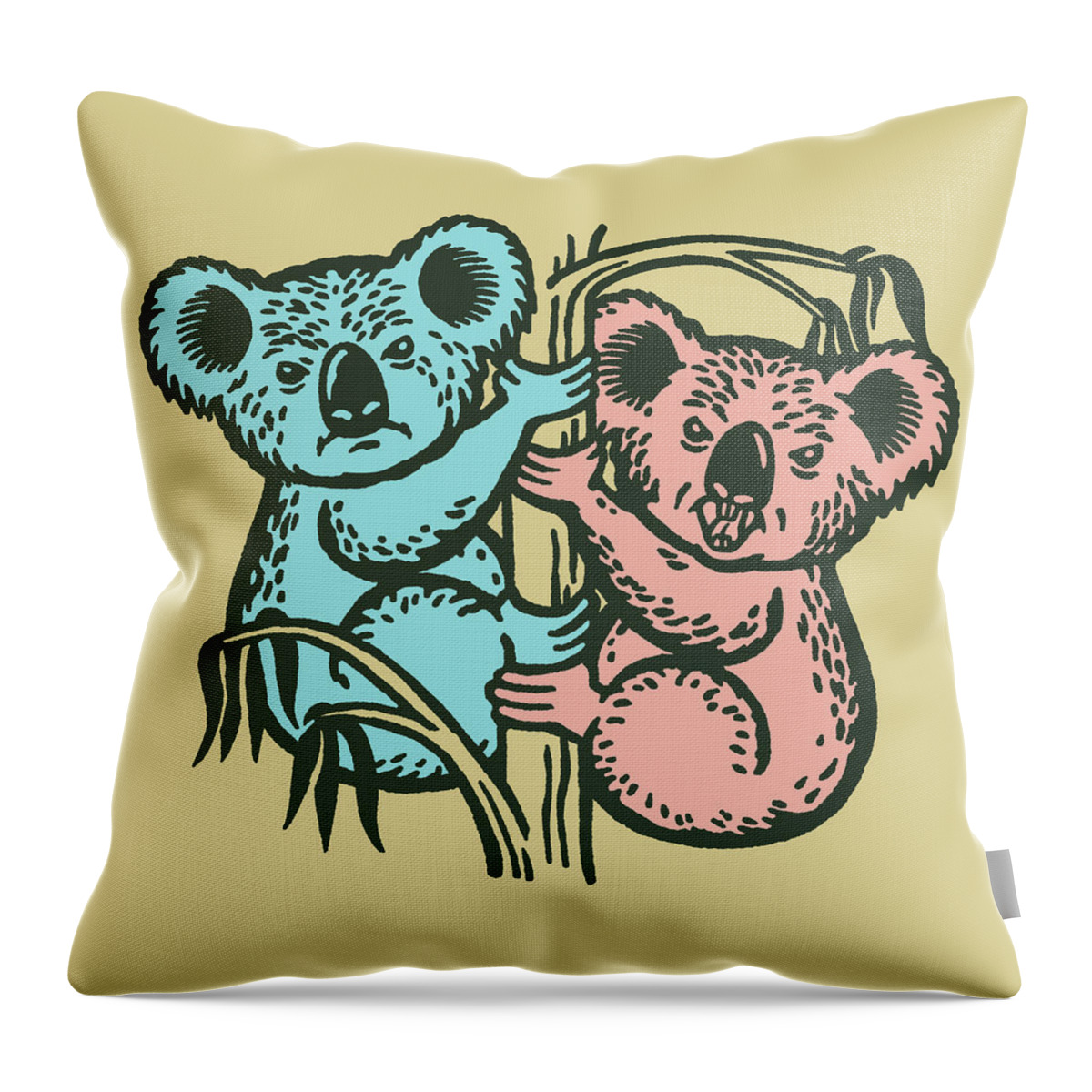Anger Throw Pillow featuring the drawing Two Mean Koalas by CSA Images
