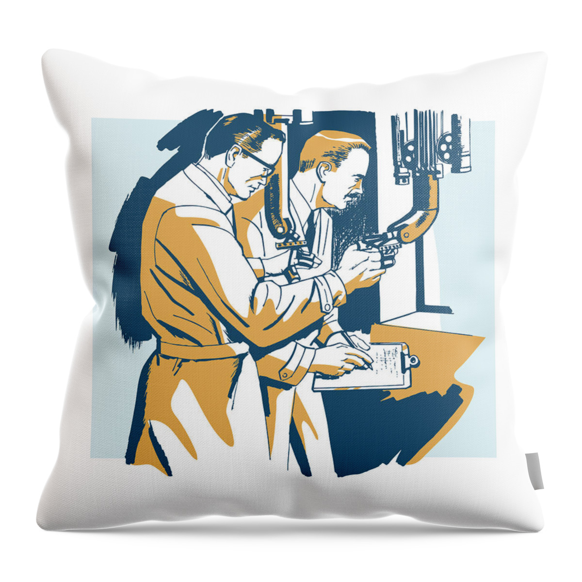 Adult Throw Pillow featuring the drawing Two Scientists in Lab by CSA Images
