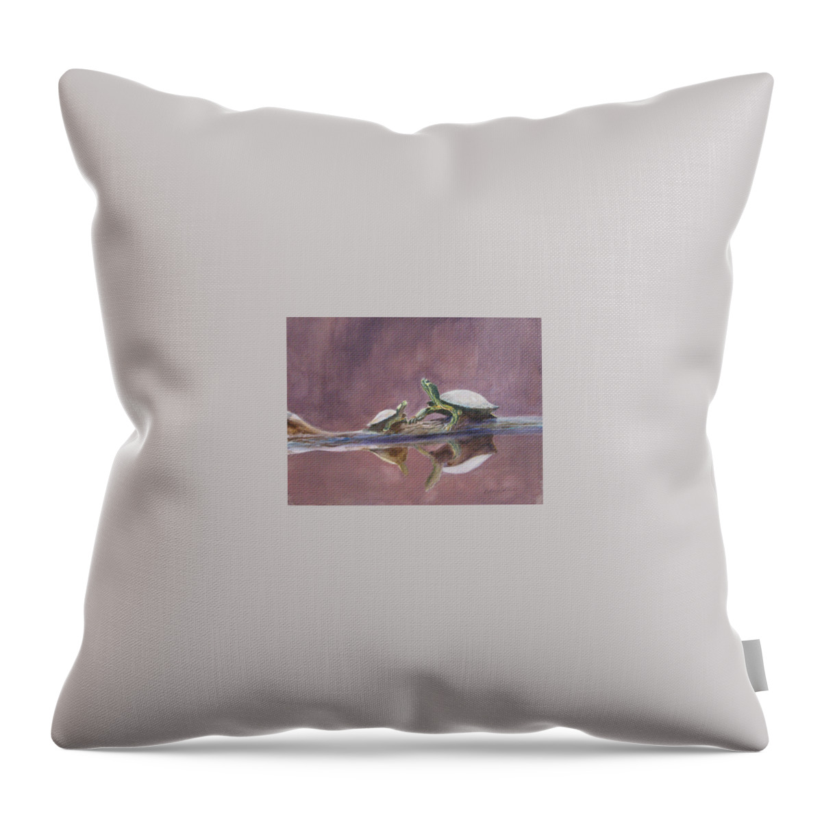 Turtles Throw Pillow featuring the painting Two turtles by Bobby Walters