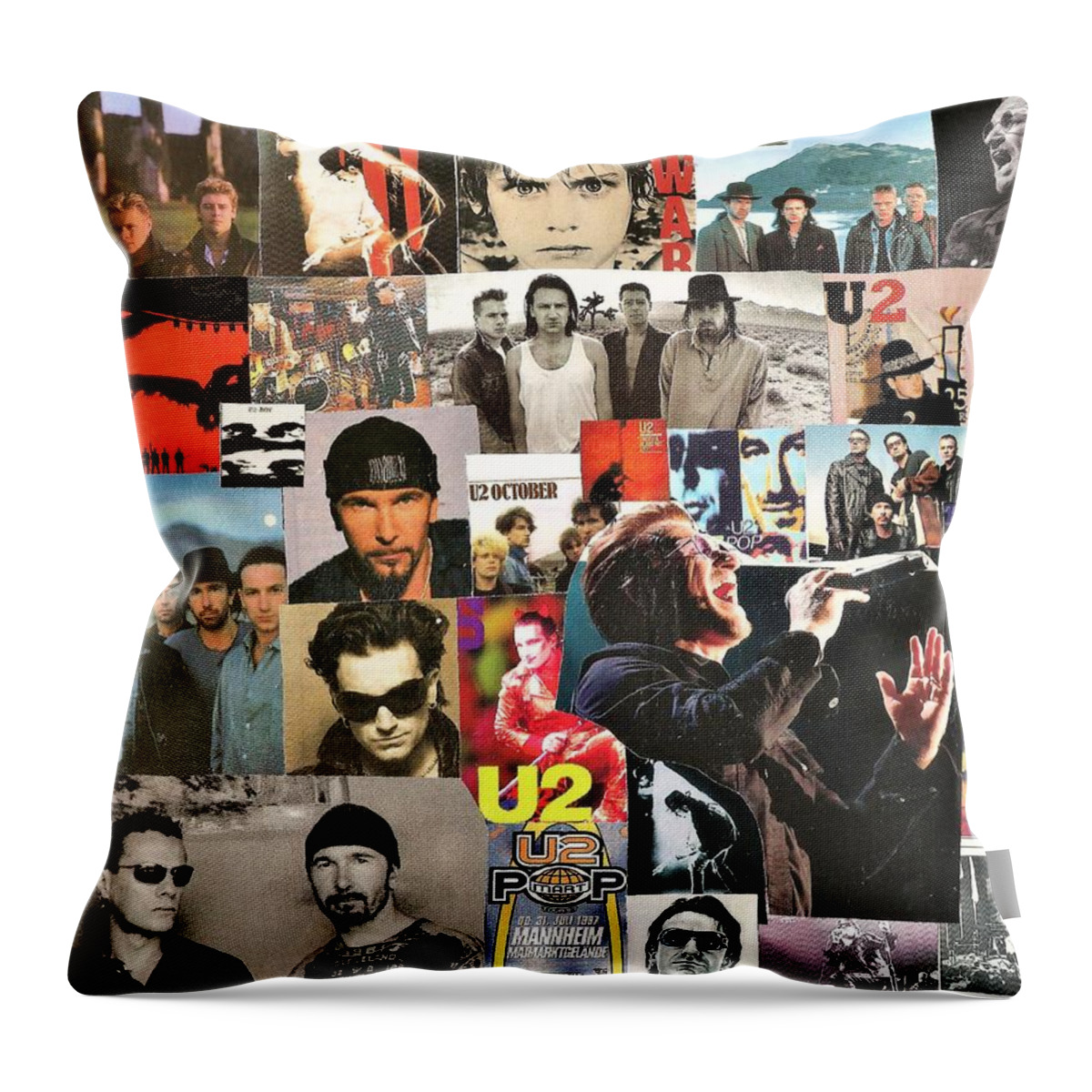 Collage Throw Pillow featuring the digital art U2 Collage 1 by Doug Siegel