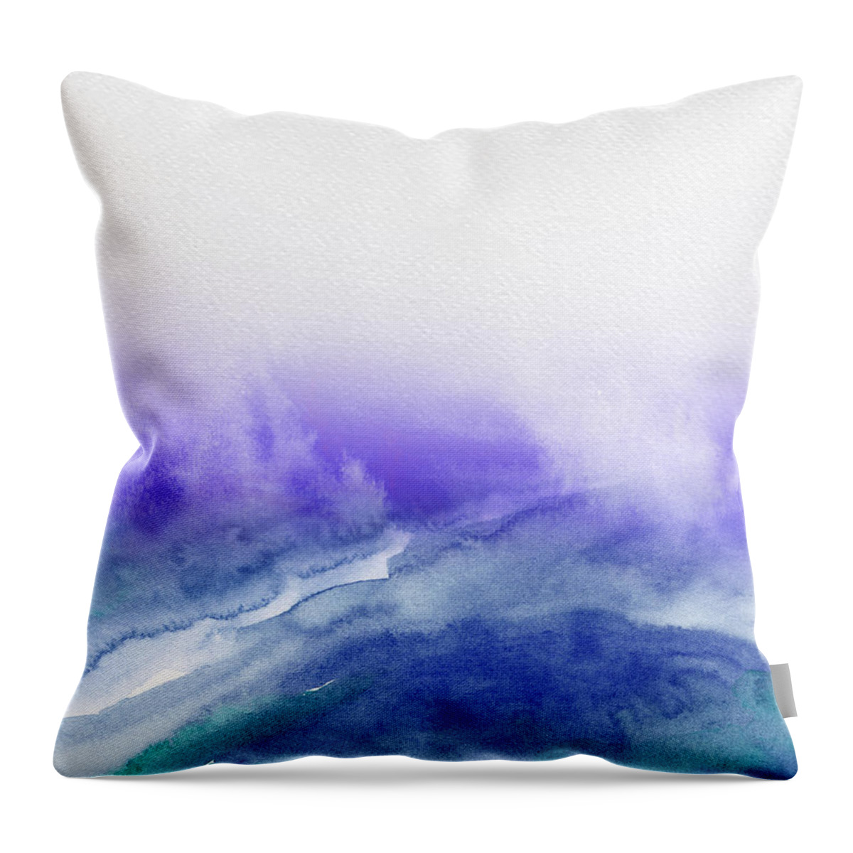 Landscape Throw Pillow featuring the painting Ultra Violet and Blue Watercolor by Naxart Studio
