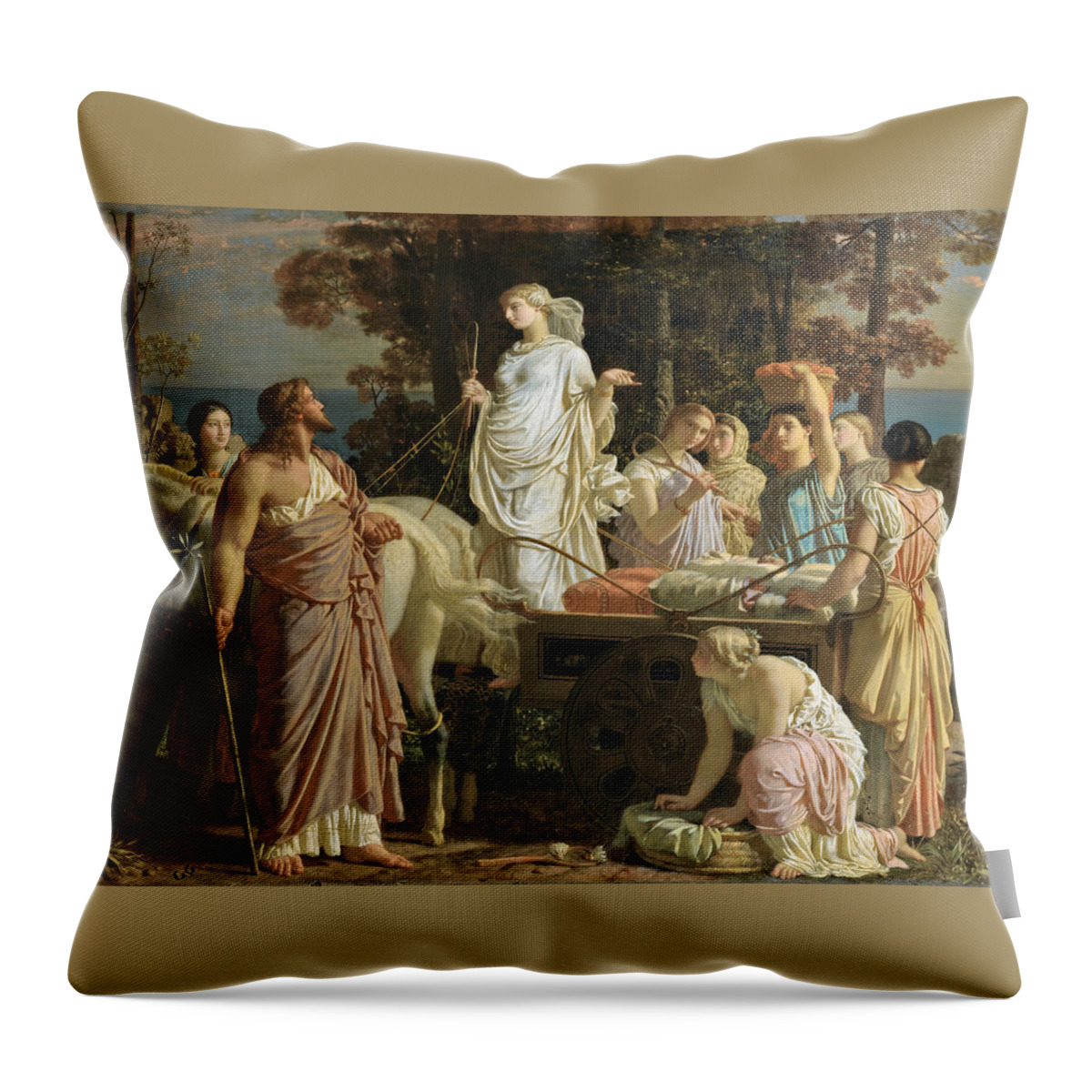 Charles Gleyre Throw Pillow featuring the painting Ulysses and Nausicaa by Charles Gleyre