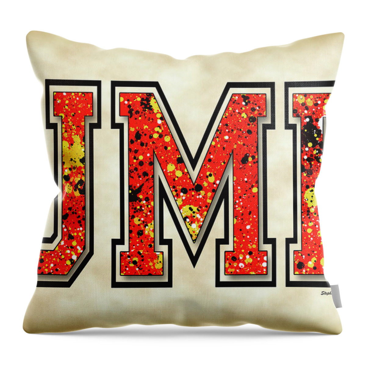 Umd Throw Pillow featuring the digital art UMD - University of Maryland - Parchment by Stephen Younts