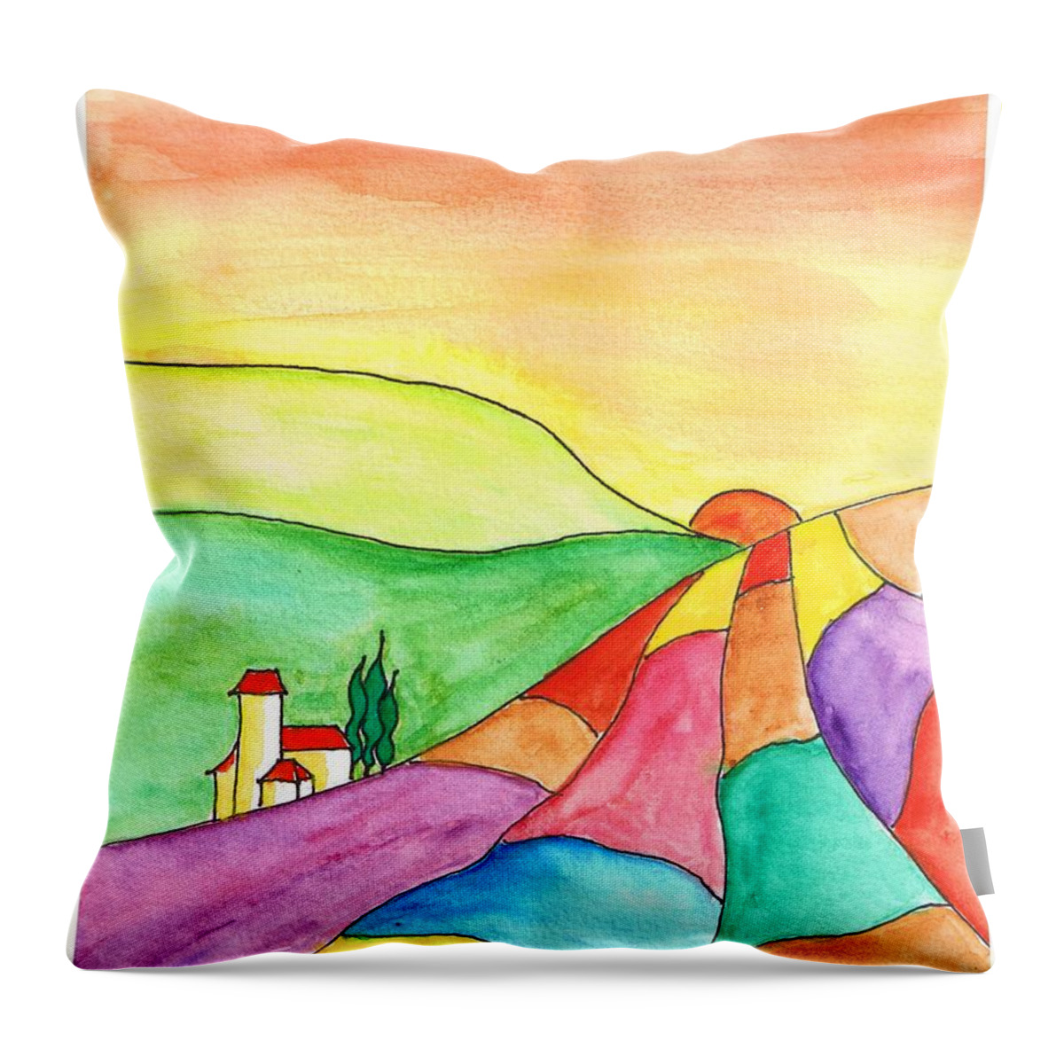 Tuscany Throw Pillow featuring the painting Under The Tuscany Sun by Irene Czys