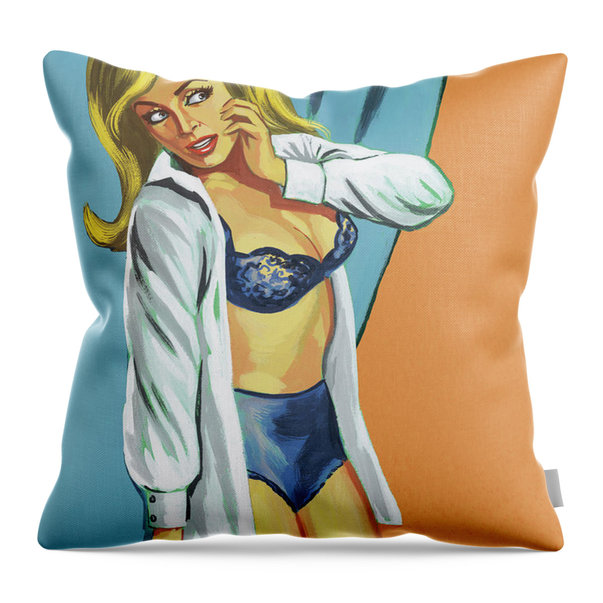 Adult Throw Pillow featuring the drawing Undressed Woman by CSA Images