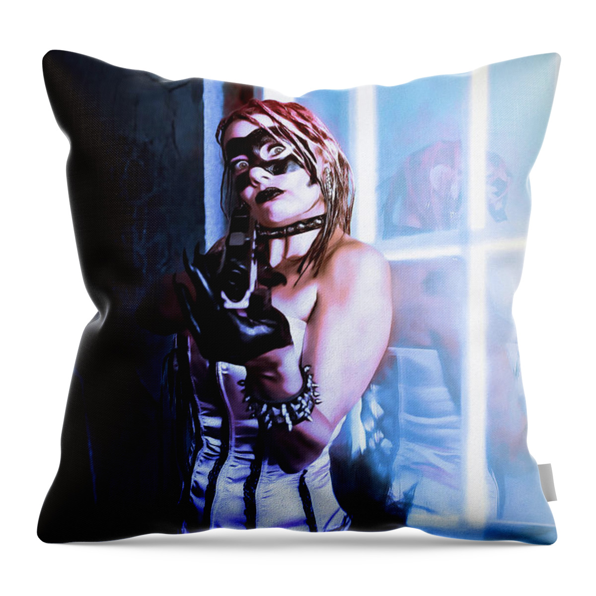 Dark Throw Pillow featuring the digital art Unhinged by Recreating Creation
