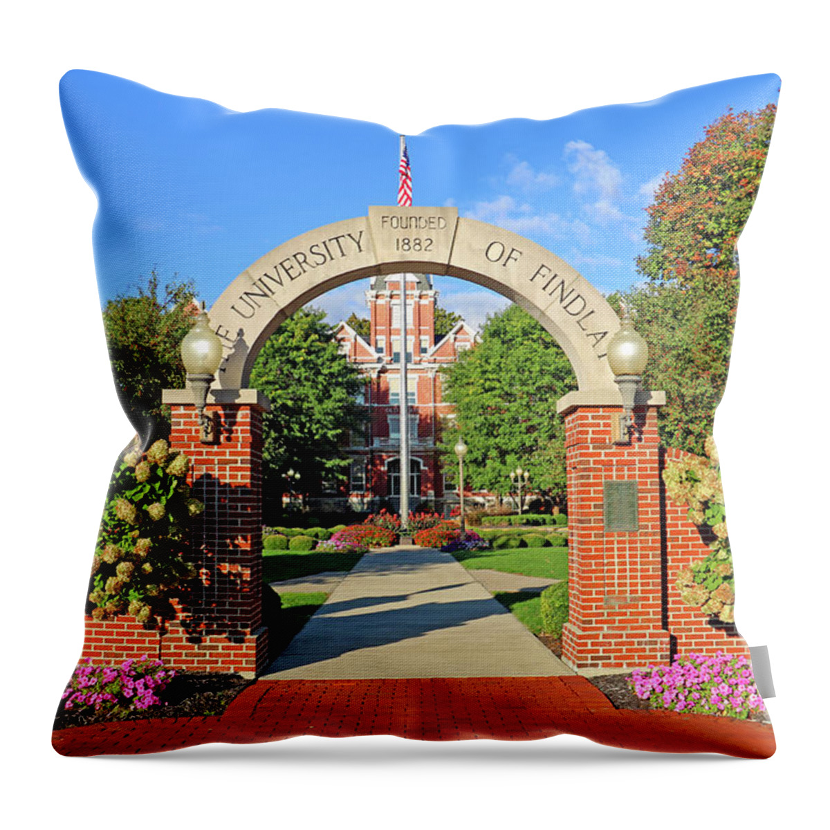 Findlay Throw Pillow featuring the photograph University of Findlay 4418 by Jack Schultz