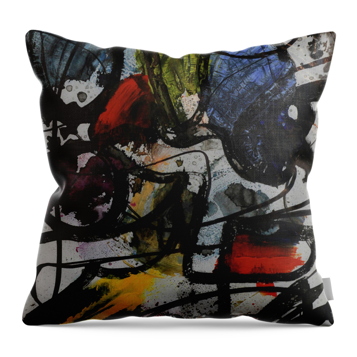 Abstract Expressionism Throw Pillow featuring the painting Untitled 0818 by Walter Fahmy