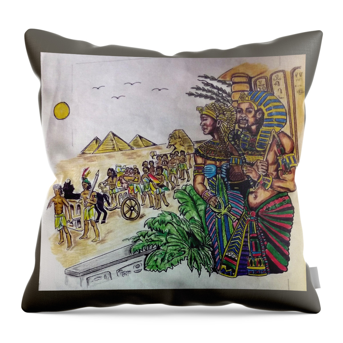 Black Art Throw Pillow featuring the drawing Untitled by Joedee