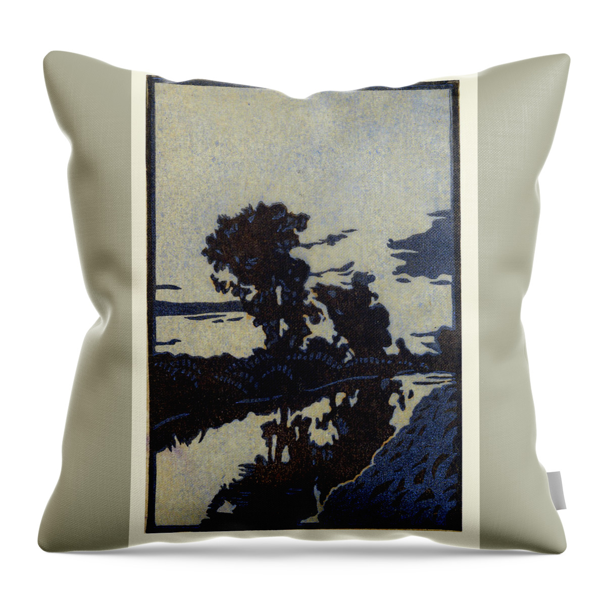 Tree Throw Pillow featuring the painting Untitled Reflections in the River by Frank Redlinger