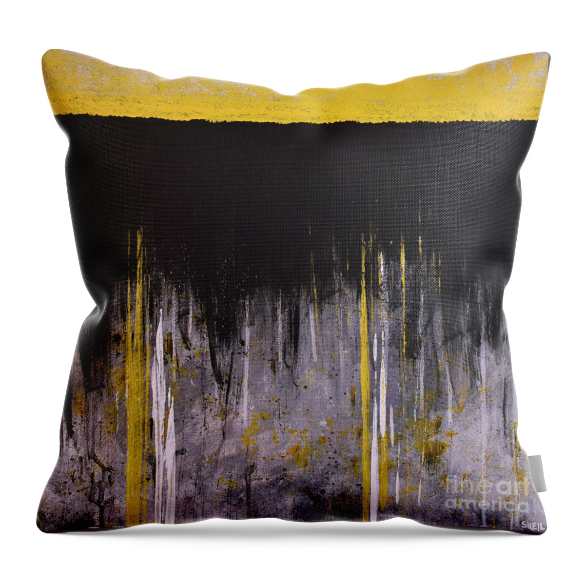 Yellow Throw Pillow featuring the painting Up Above by Amanda Sheil