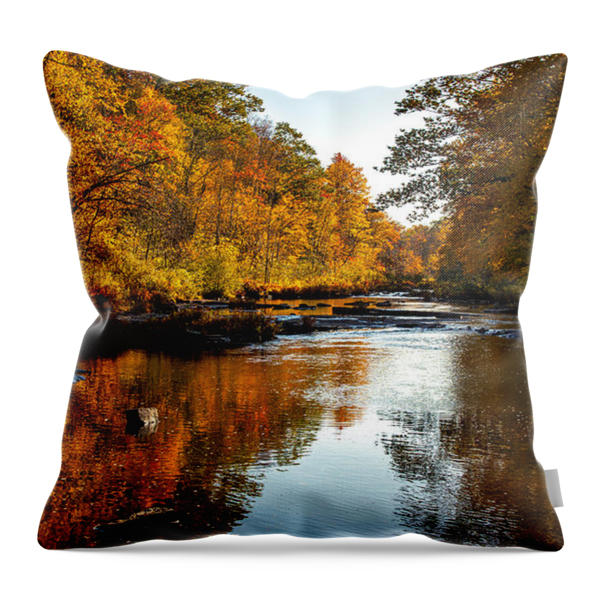 Fall Throw Pillow featuring the photograph Up River by Rod Best