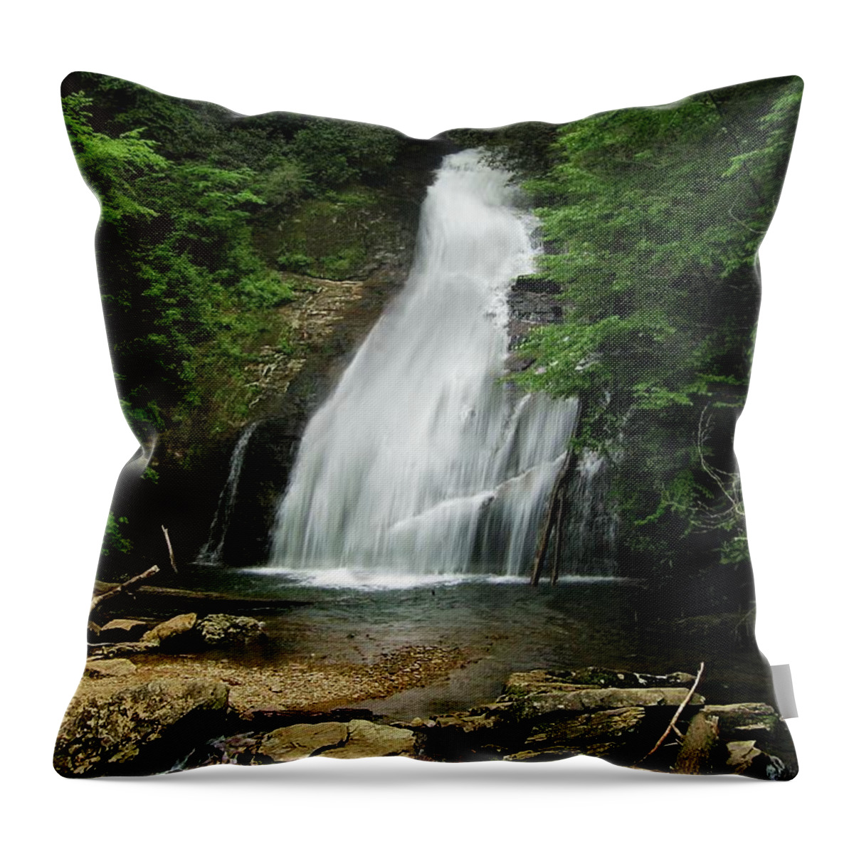 Helton Creek Falls Throw Pillow featuring the photograph Upper Helton Creek Falls by Joe Duket