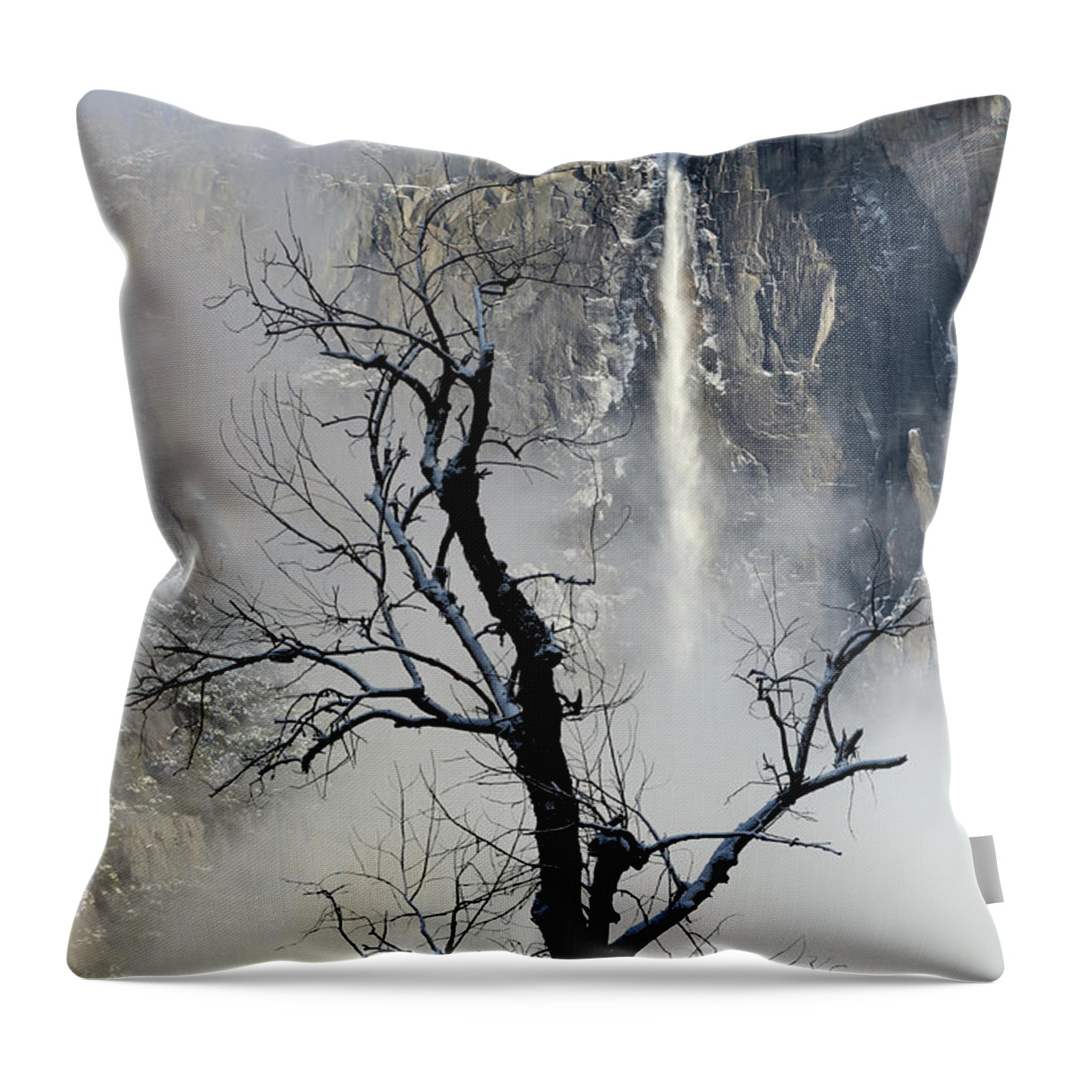 Scenics Throw Pillow featuring the photograph Upper Yosemite Falls In Yosemity by Rezus