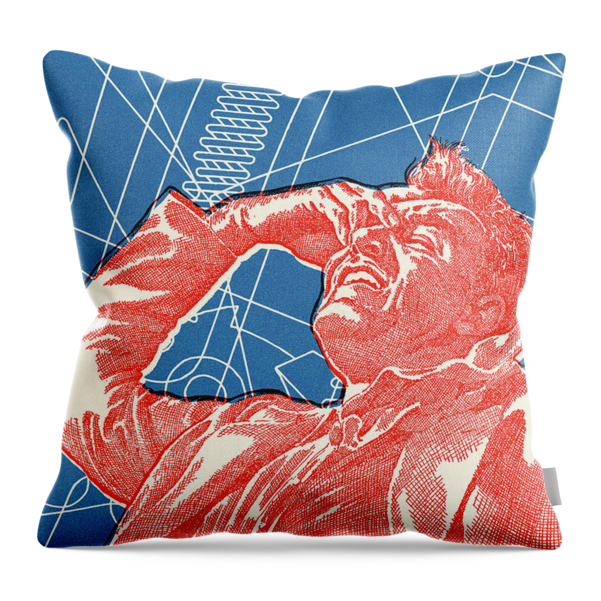 Ache Throw Pillow featuring the drawing Upset Man by CSA Images