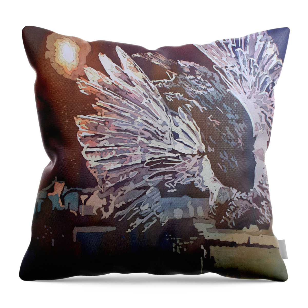 Raven Throw Pillow featuring the painting Urban Flight by Jenny Armitage