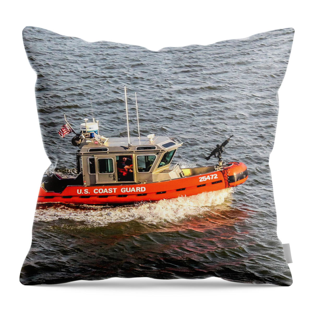 U.s. Coast Guard Throw Pillow featuring the photograph U.S. Coast Guard Defender Boat 25472 by Pheasant Run Gallery