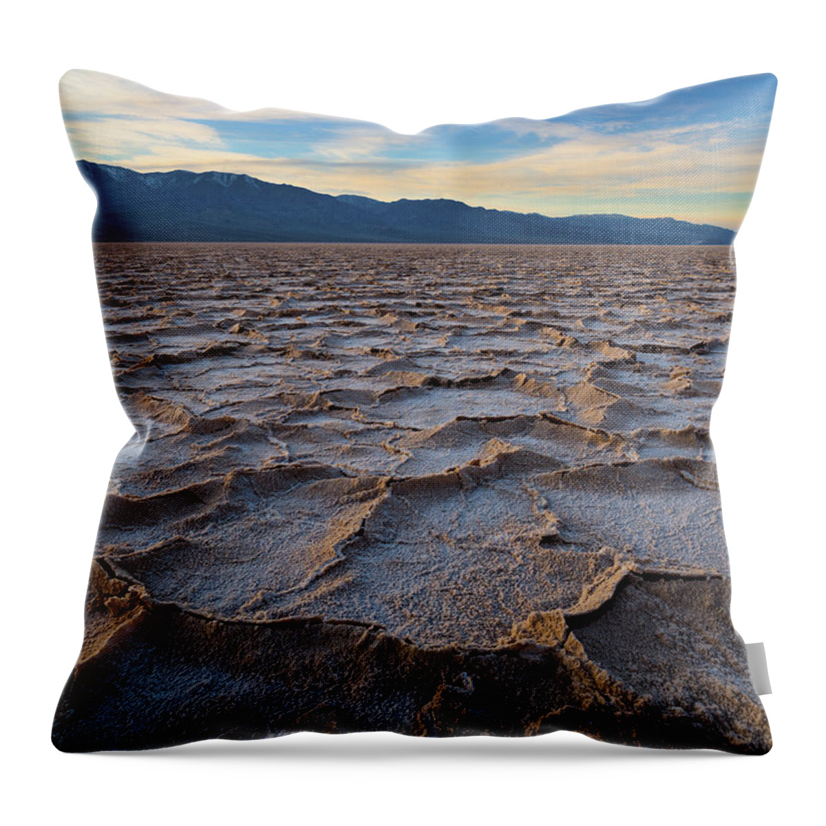 Scenics Throw Pillow featuring the photograph Usa, California, Death Valley, Salt Pan by Gary Weathers