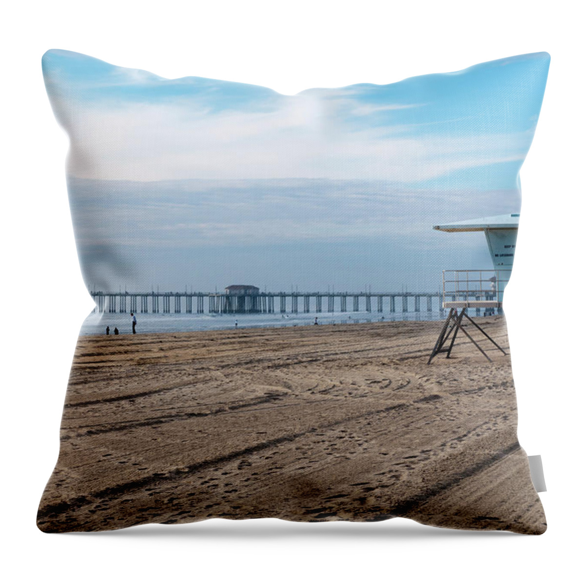 Built Structure Throw Pillow featuring the photograph Usa, California, Huntington Beach Pier by Sergio Pitamitz