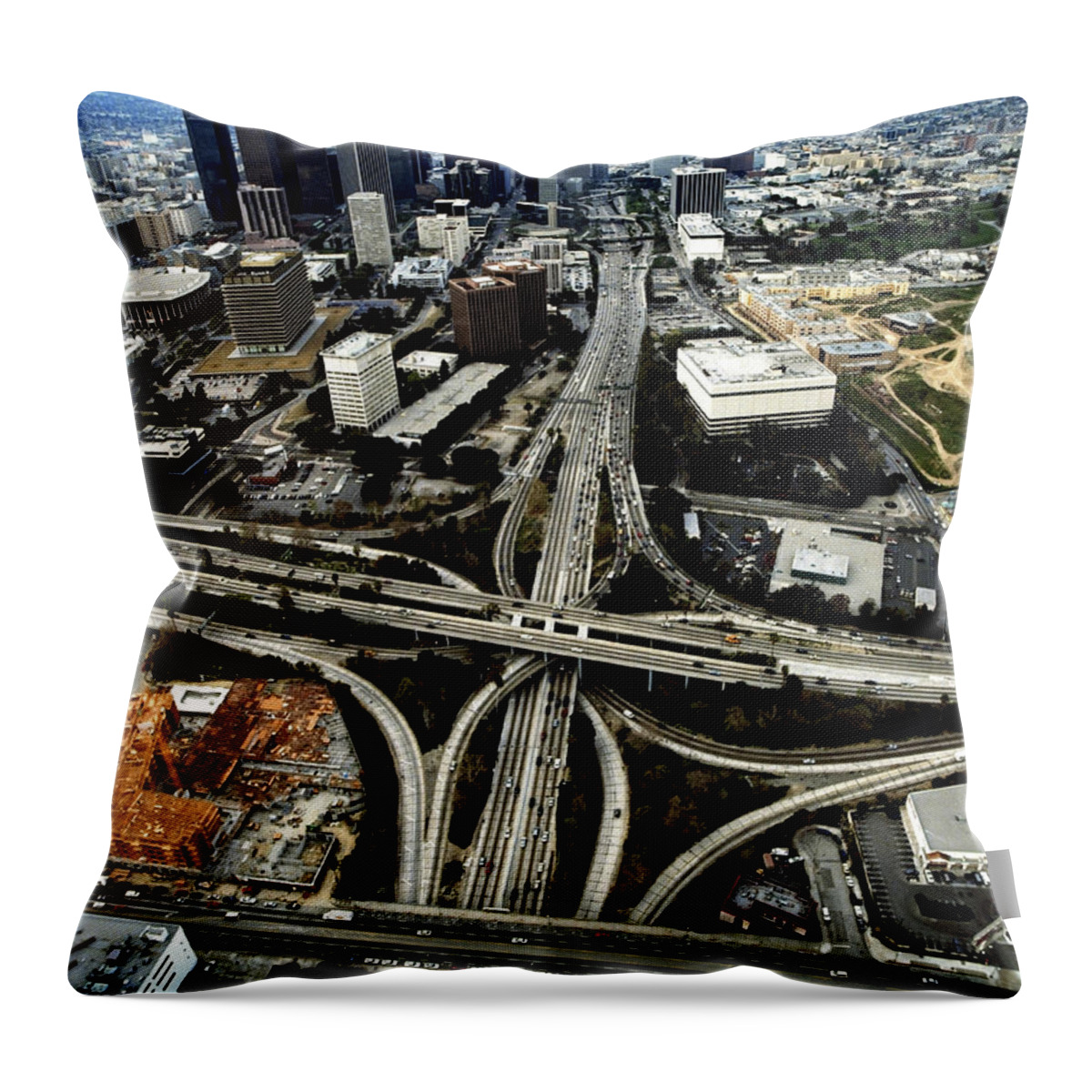 City Throw Pillow featuring the photograph Usa, California, Los Angeles, Downtown by Mike Powell