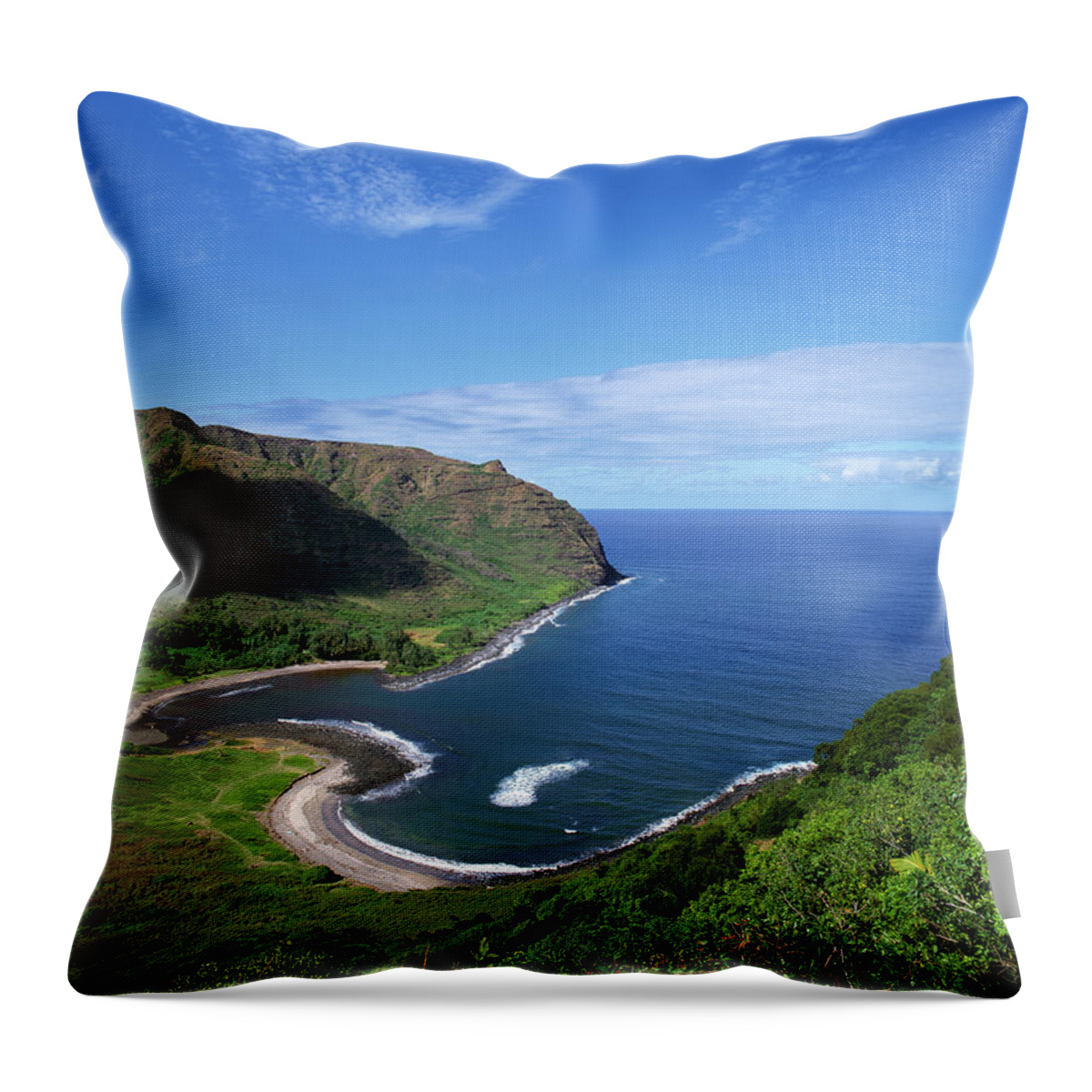 Scenics Throw Pillow featuring the photograph Usa, Hawaiian Islands, Molokai, Halawa by Maremagnum