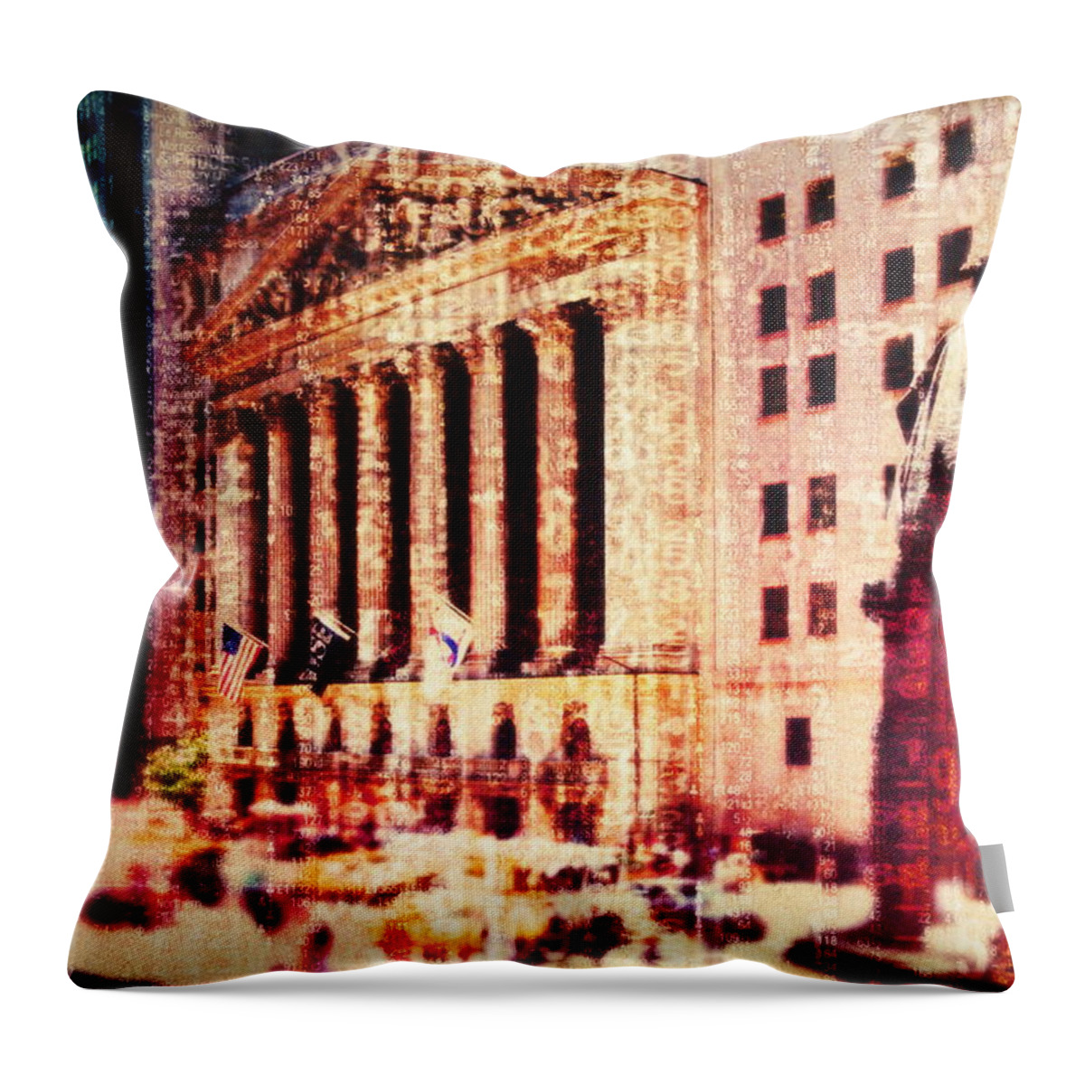 Financial Figures Throw Pillow featuring the photograph Usa, New York City, Wall Street, And by Doug Armand