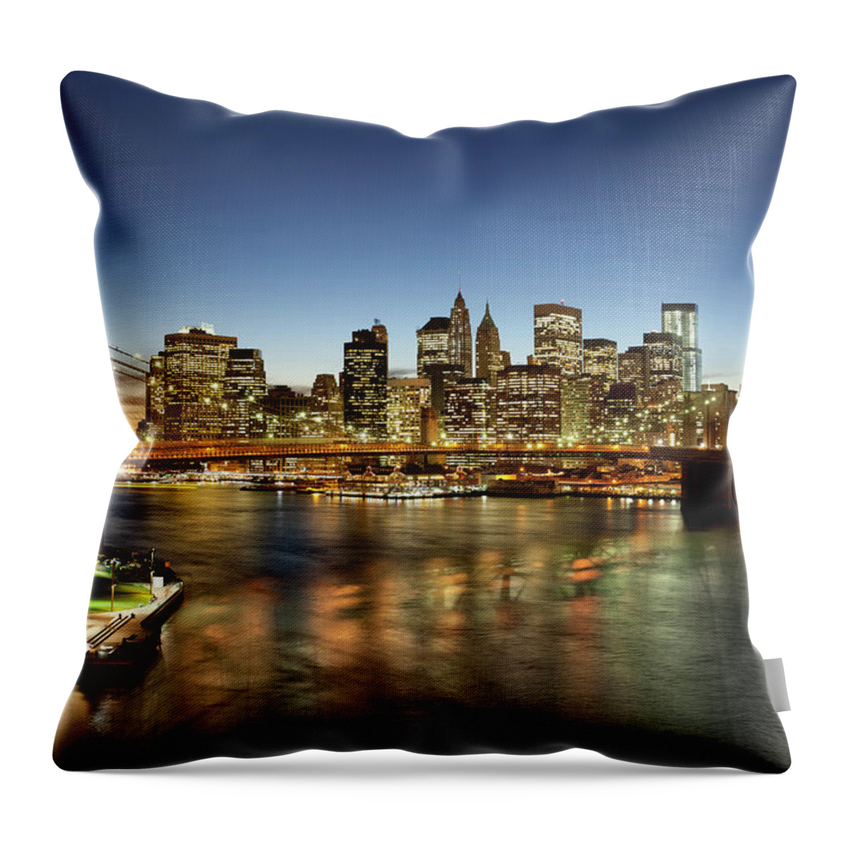 Estock Throw Pillow featuring the digital art Usa, New York, Manhattan Skyline by Massimo Ripani