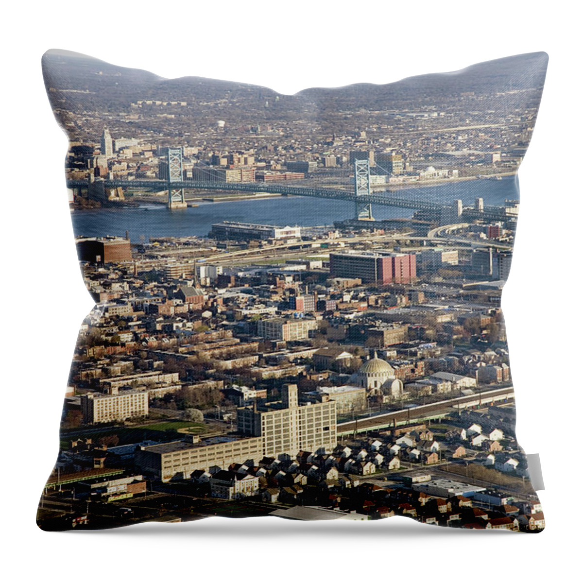 Scenics Throw Pillow featuring the photograph Usa, Pennsylvania, Philadelphia, Aerial by Joseph Sohm-visions Of America