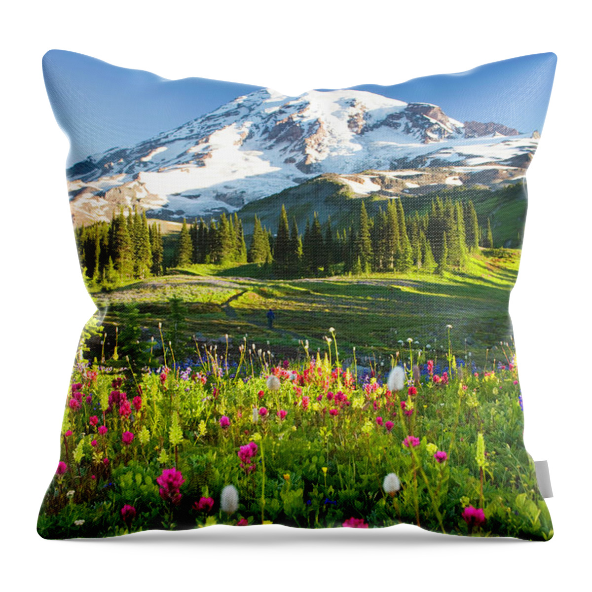 Scenics Throw Pillow featuring the photograph Usa, Washington, Mt. Rainier National by Rene Frederick