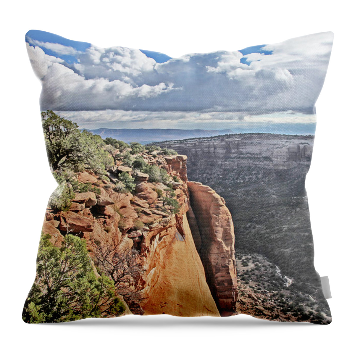 Valley Colorado National Monument Sky Clouds Throw Pillow featuring the photograph Valley Colorado National Monument Sky Clouds 2892 by David Frederick