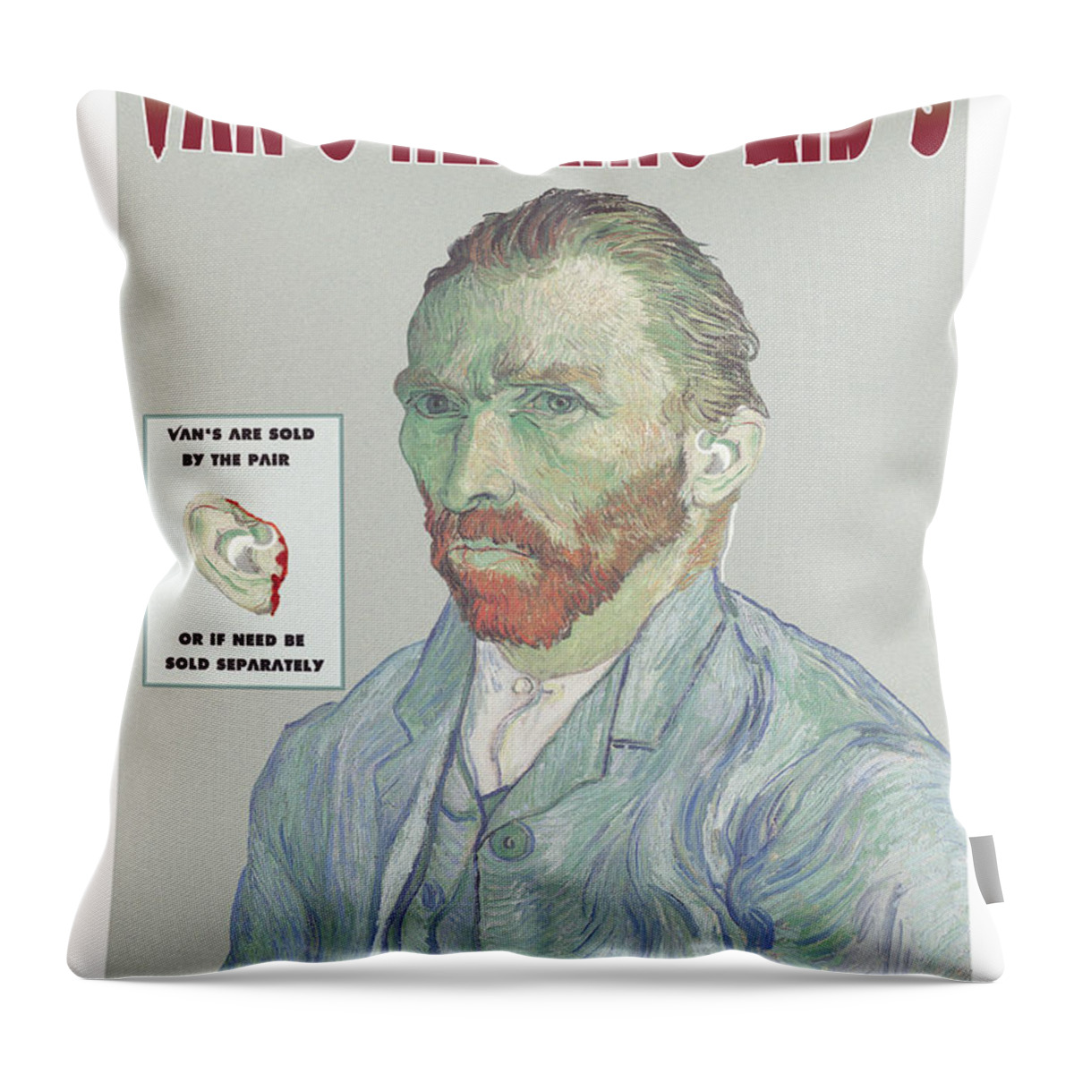 Van Gogh Throw Pillow featuring the painting Van's Hearing Aids: For People on the Gogh by Wilbur Pierce