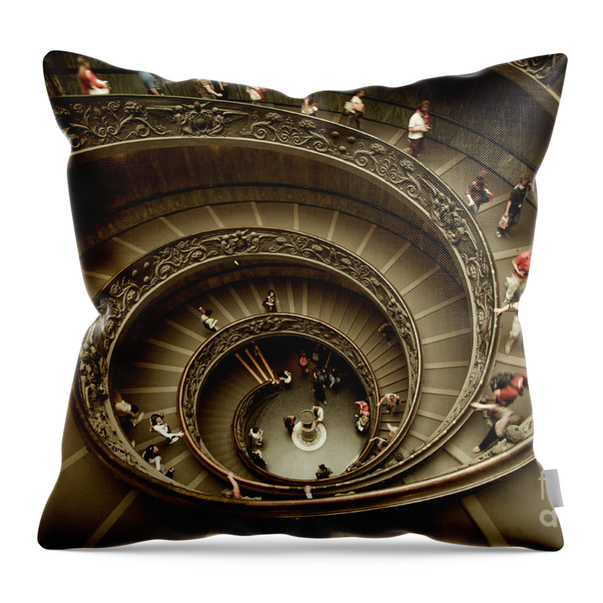 Spiral Staircase Throw Pillow featuring the photograph Vatican Museums Spiral Staircase by Stefano Senise