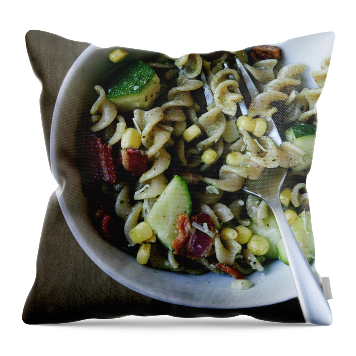 San Francisco Throw Pillow featuring the photograph Vegetable And Pasta Salad by Karen Beard