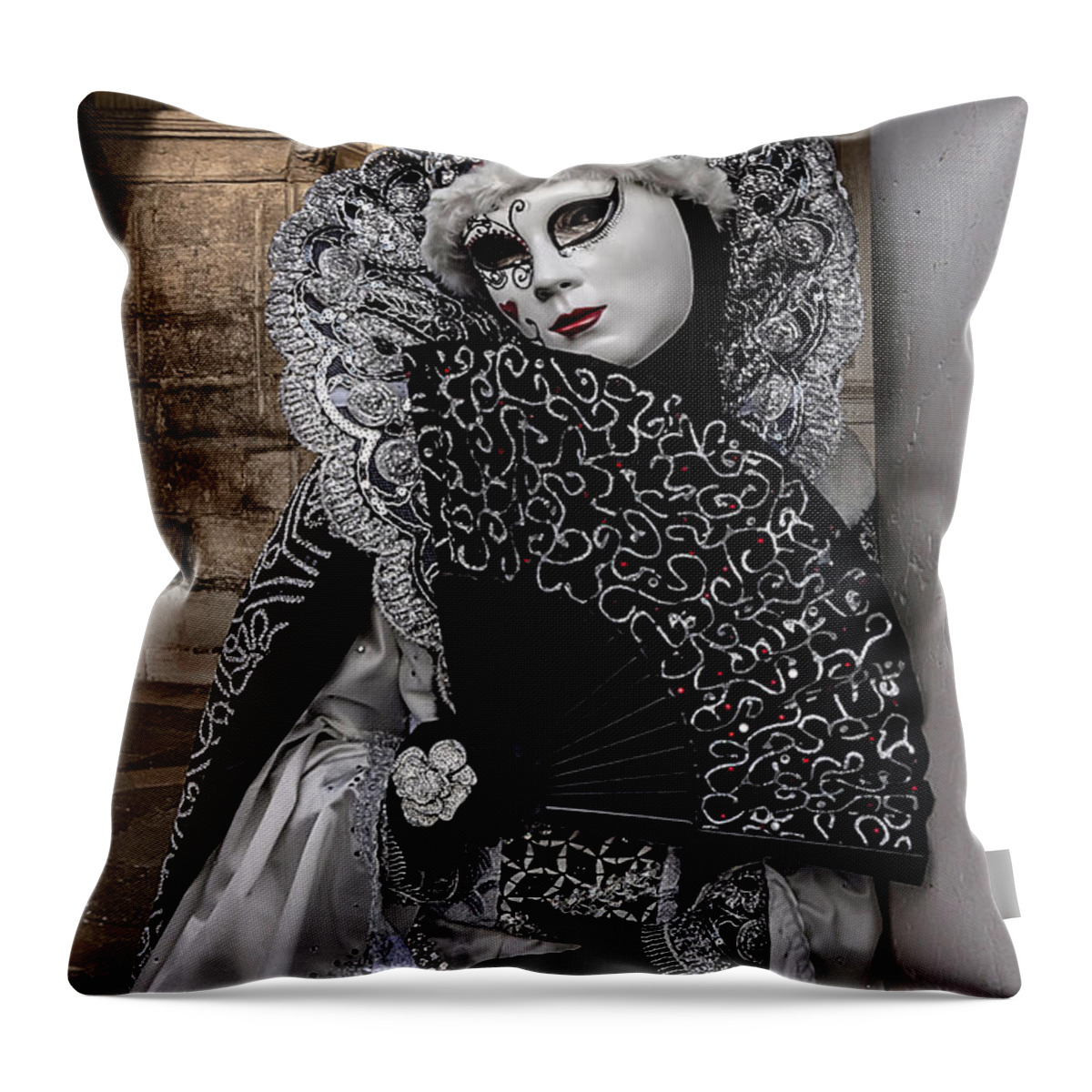 2019 Throw Pillow featuring the photograph Venetian Mask 2019 010 by Wolfgang Stocker