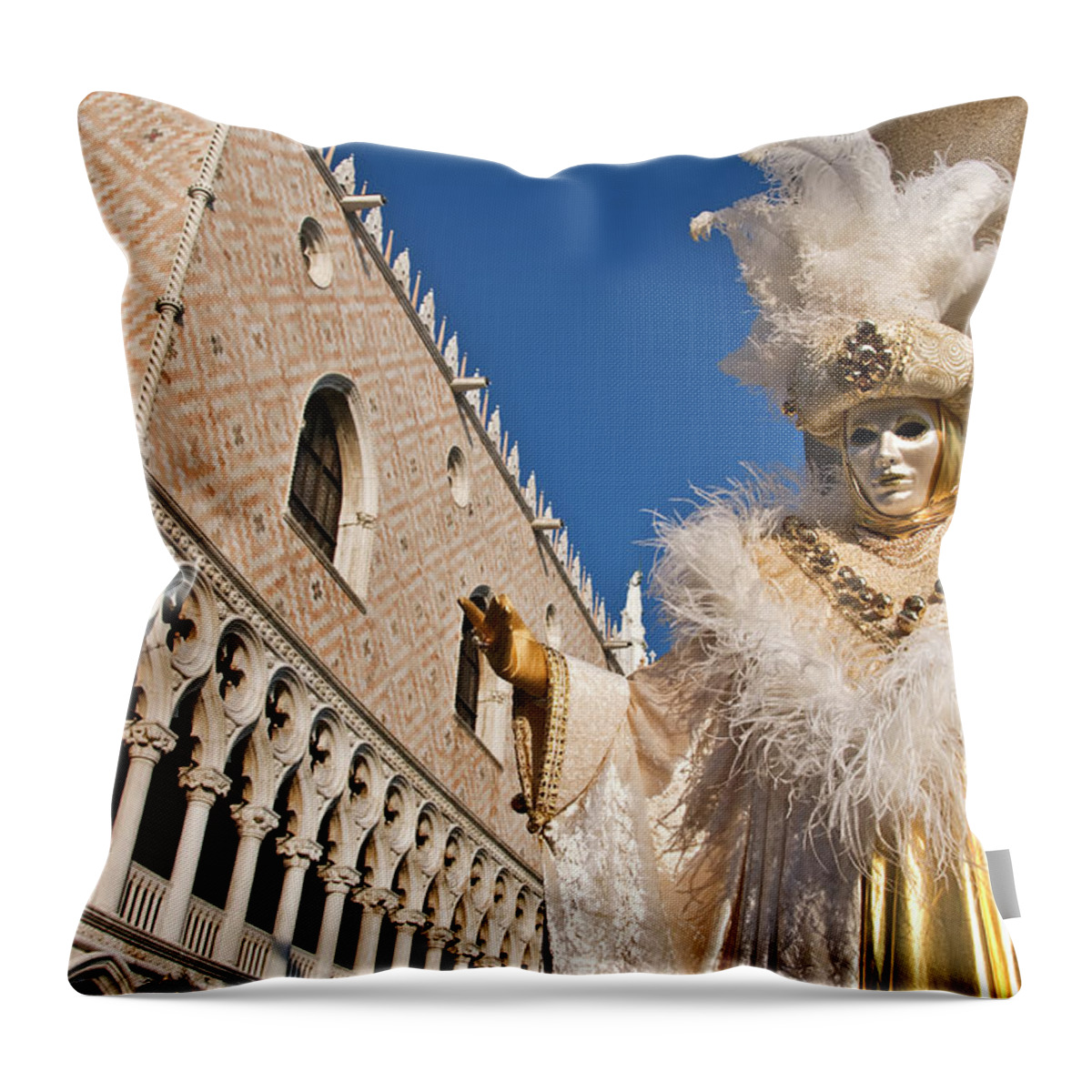 Tranquility Throw Pillow featuring the photograph Venice Carnival by Pubblimage Di Davide Cau