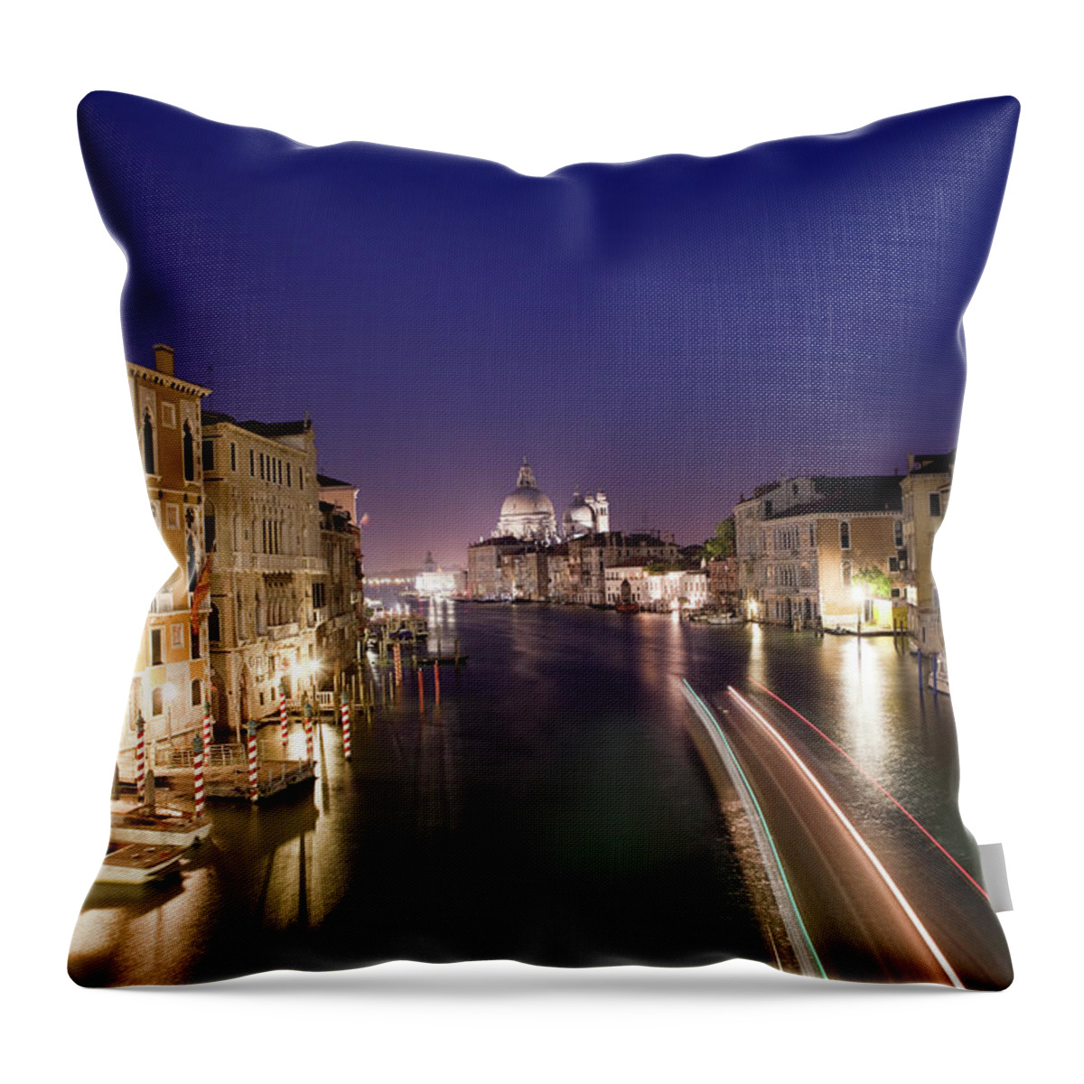 Apartment Throw Pillow featuring the photograph Venice Grand Canal At Night, Venezia by Carterdayne