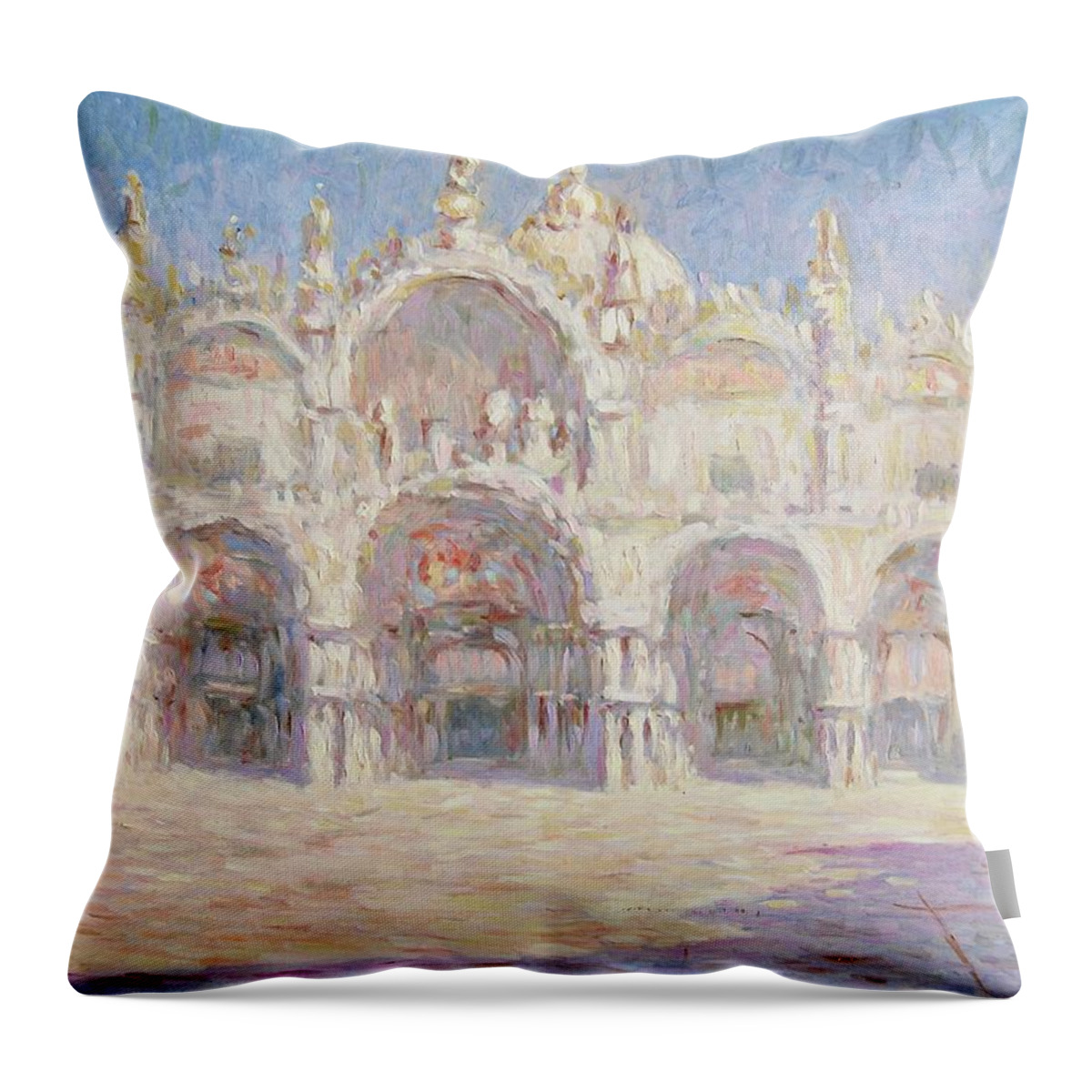 Artpierre Throw Pillow featuring the painting Venice St Marco square by Pierre Dijk