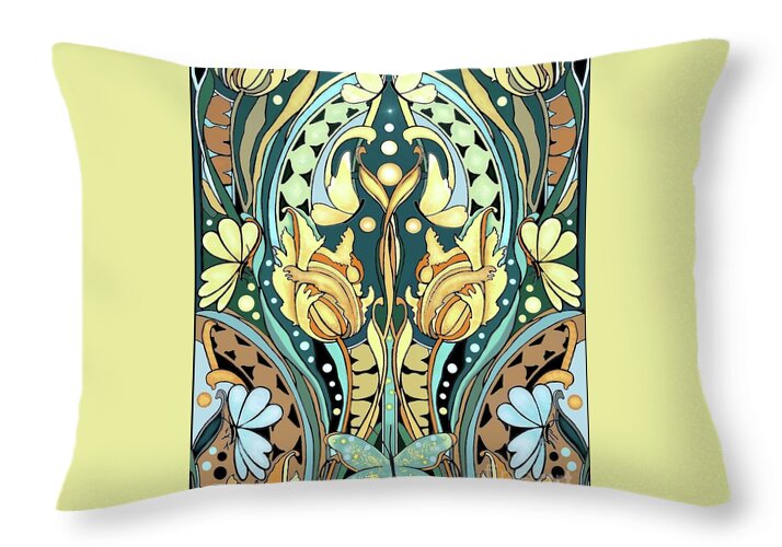 Art Nouveau Style Art Throw Pillow featuring the digital art Very Art Nouveau by Melodye Whitaker