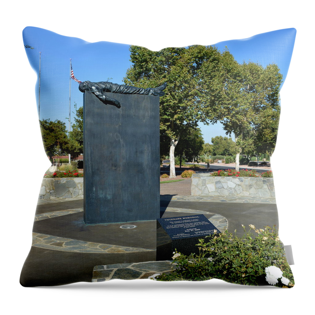 Memorial Throw Pillow featuring the photograph Veterans Memorial - Riverside by Glenn McCarthy Art and Photography