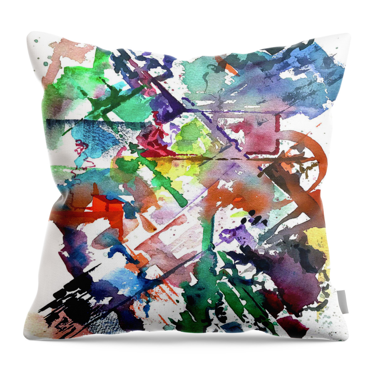 Abstract Throw Pillow featuring the painting Vibrant Abstract Brushstrokes by Rick Mock