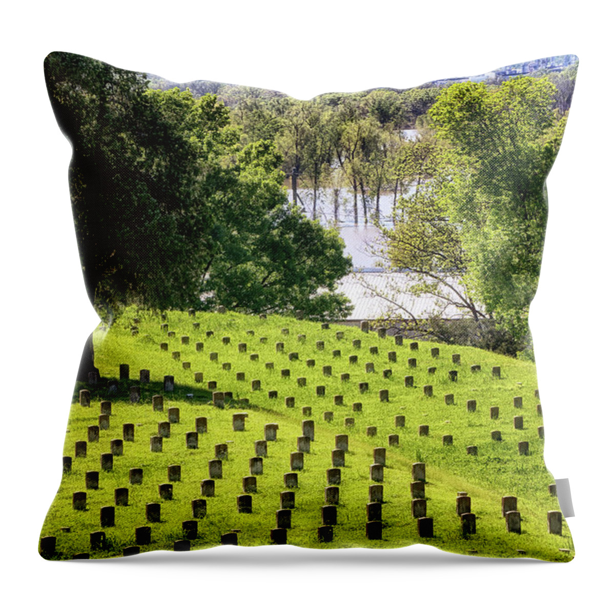 National Cemetery Throw Pillow featuring the photograph Vicksburg National Cemetery by Susan Rissi Tregoning
