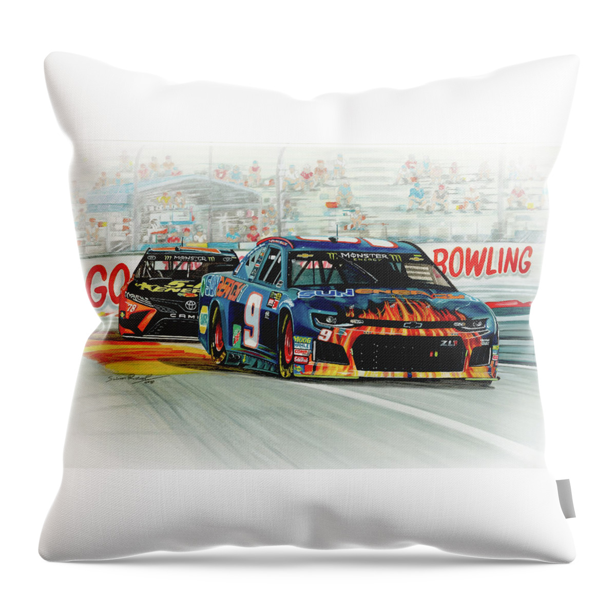 Watercolour Throw Pillow featuring the painting Victory At The Glen by Simon Read