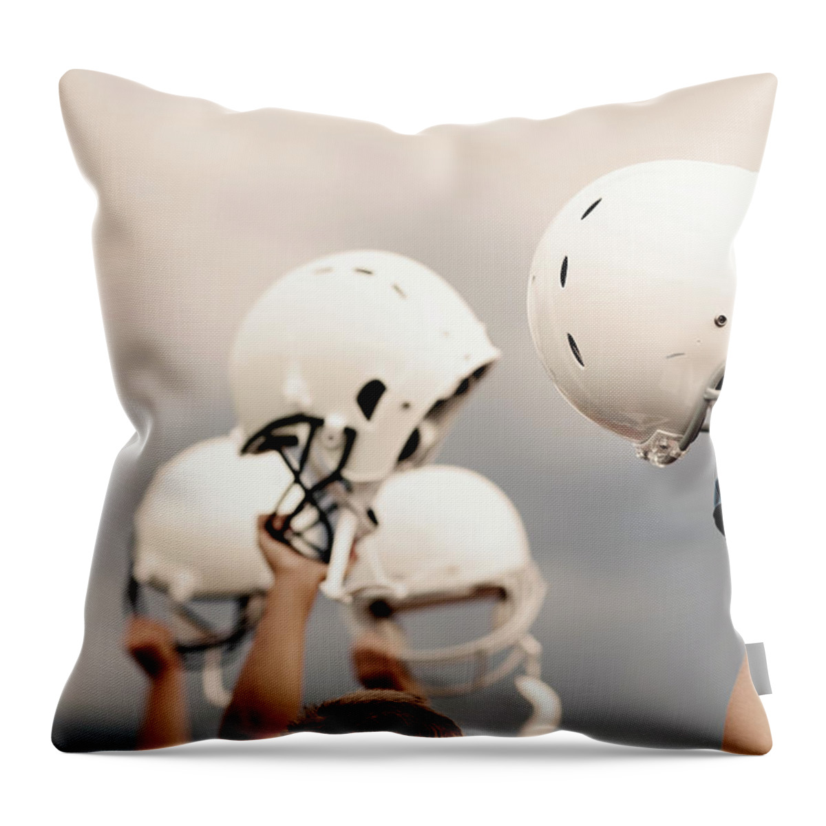 Sports Helmet Throw Pillow featuring the photograph Victory by Richvintage