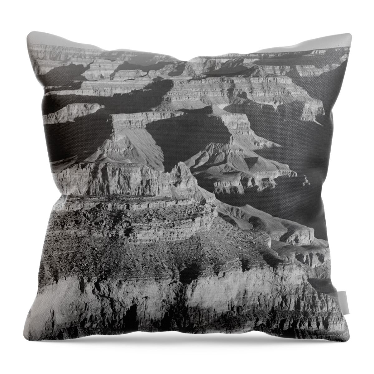 Shadows Throw Pillow featuring the painting View dark shadows to right high horizon Grand Canyon National Park Arizona. 1933 - 1942 by Ansel Adams