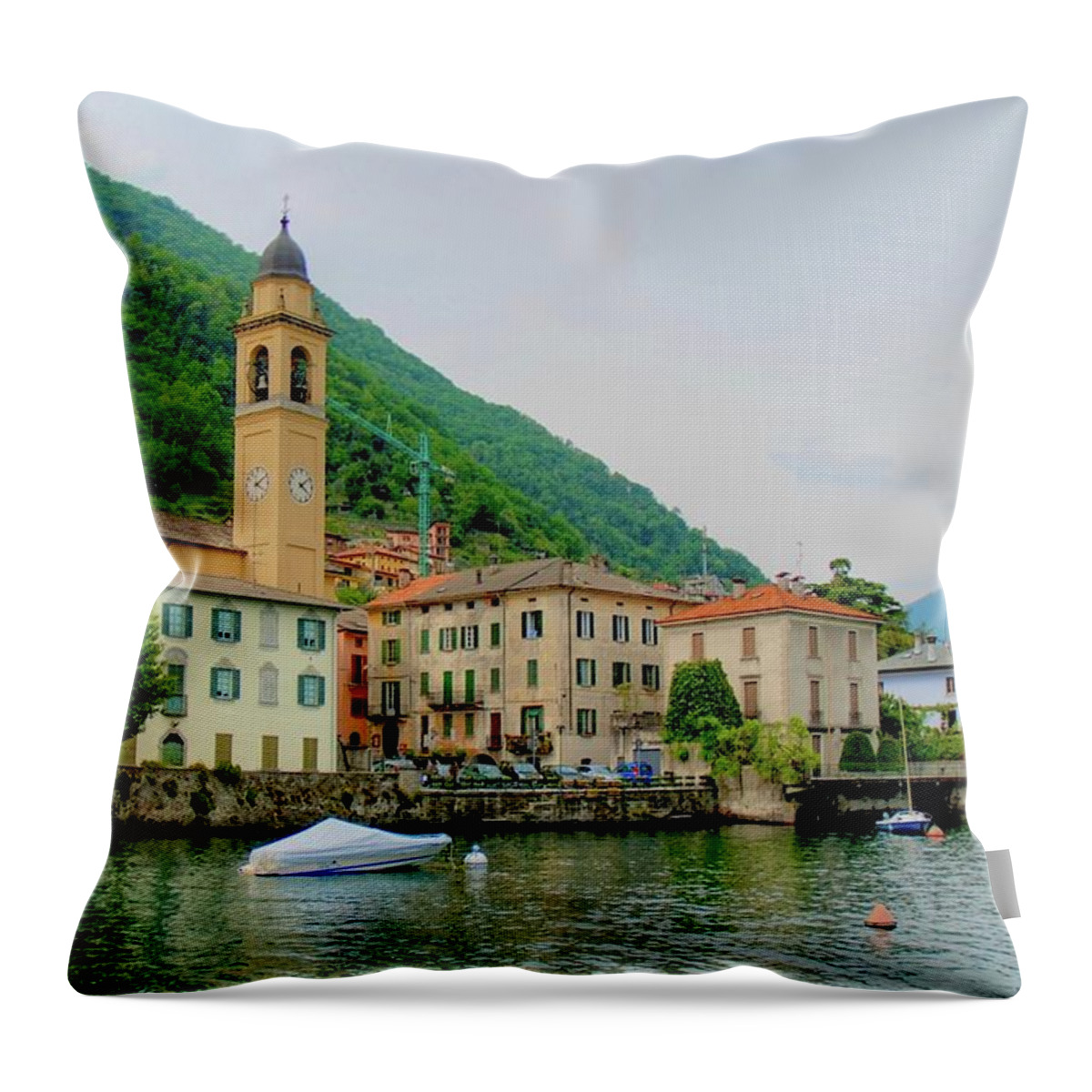 Part Of A Series Throw Pillow featuring the photograph View From Laglio On Lake Como by Cranjam