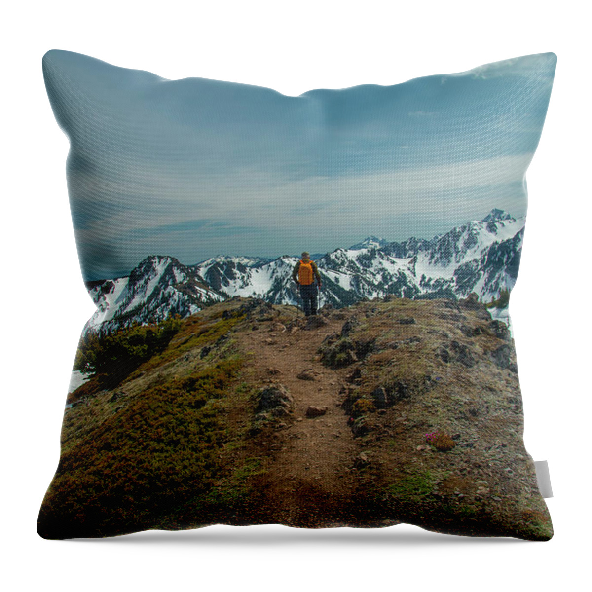 Mountain Peak Throw Pillow featuring the photograph View from the Top by Doug Scrima