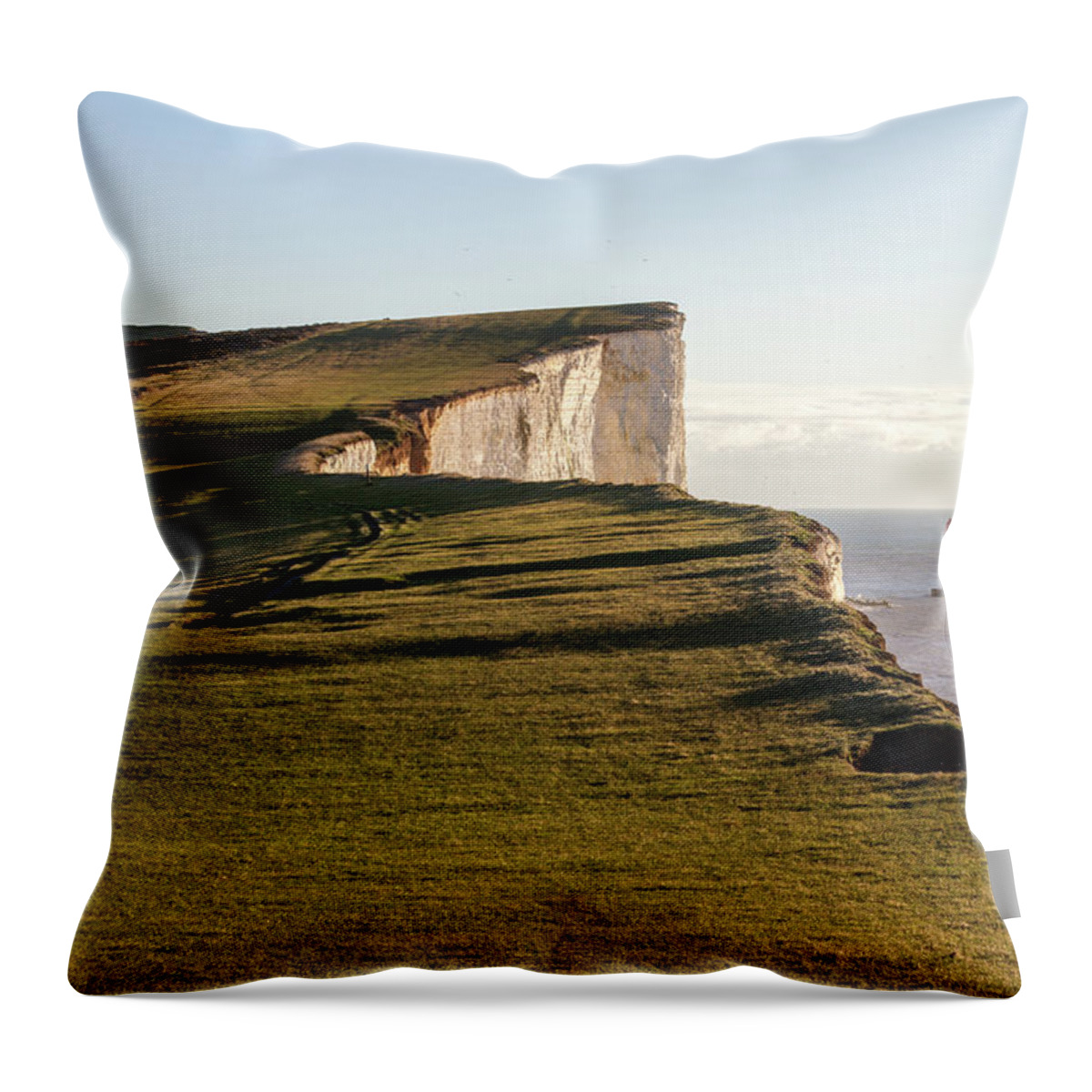 Tranquility Throw Pillow featuring the photograph View Of Beachy Head Coastline by Paul Mansfield Photography