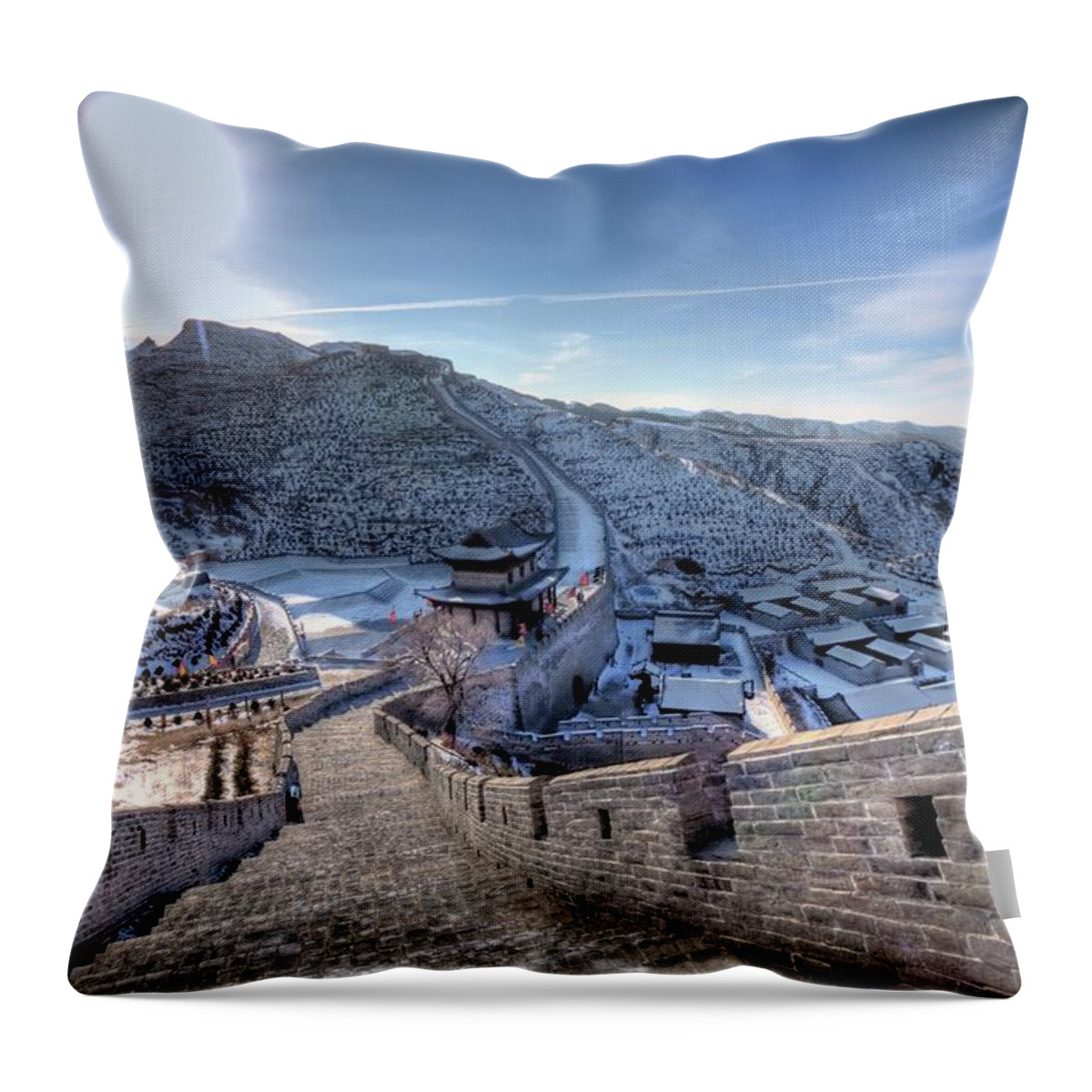 Chinese Culture Throw Pillow featuring the photograph View Of Great Wall by Photograph By Sunny Ip.